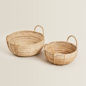 Kitchen Decor Fruit <b>Vegetable</b> <b>Storage</b> Mini Weaving Natural <b>Baskets</b> Handwoven Rattan Nesting Bowl Set - Product Image 4