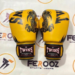 Twins Boxing Gloves Yellow Black <b>Dragon</b> Design Leather Hook & Loop Wrist Closure Martial <b>Arts</b> Training Gear Trending For Adults - Product Image 1
