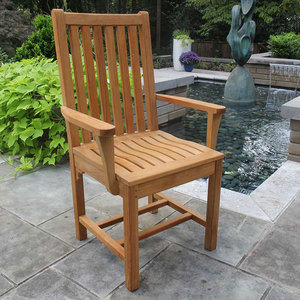 Fauteuil de jardin classique moderne en teck avec lattes verticales pour espace repas extérieur destiné à l'hôtellerie - Product Image 6