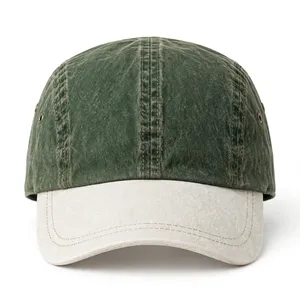 Casquette de baseball 6 panneaux en jean vert pour femme, respirante, imperméable, imprimée par transfert thermique, décontractée, avec œillets et fermeture à boucle métallique - Product Image 1