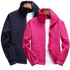 MANWA Unisex Black Pink Standard <b>Fleece</b> Bomber Jacket Stand Collar <b>Zipper</b> Faux Fur Lined Breathable Winter Casual Outerwear - Product Image 6