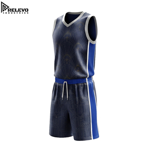 Survêtement unisexe personnalisé sublimé, respirant, séchage rapide, en maille athlétique professionnelle, col en V, uniforme d'équipe, couleur anthracite foncé et bleu roi - Product Image 1