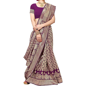 Sari de Mujer, Moda Tradicional, Atuendo con Drapeado, Tela Suave y Lisa, Patrón Elegante, Ropa Étnica para Bodas, Fiestas y Eventos Especiales - Product Image 1