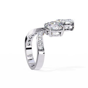 Women's Platinum Pear Cut Diamond Engagement <b>Ring</b> With Round Side Diamonds GIA Certified Classic Style - Product Image 3