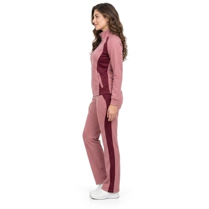 <b>Women</b> Zipper Tracksuit Casual Two Piece Outfit Full Zip Collar <b>Jacket</b> Tapered Jogger Pants Soft Texture Fashion Apparel OEM - Product Image 2
