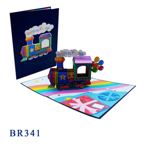 Tarjeta de Felicitación Pop-Up de Tren de Cumpleaños al Mejor Precio, Tarjeta de Felicitación de Cumpleaños, Artesanía de Papel Moderna Hecha a Mano, Tendencia Actual - Product Image 4