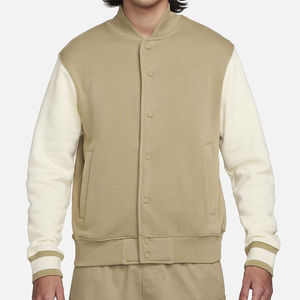 เสื้อแจ็คเก็ตเบสบอลลำลองสไตล์วินเทจสำหรับผู้ชาย ออกแบบเองได้ ผ้าแคนวาส แขนหนัง ปักลายเชนิลล์ เหมาะสำหรับใส่ไปเรียนมหาวิทยาลัยในฤดูหนาว - Product Image 1