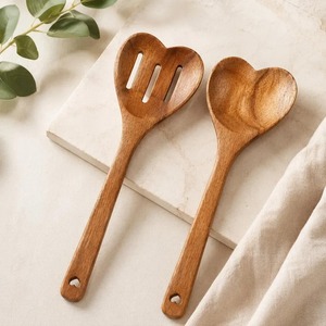 Cuillères et fourchettes à salade en bois style scandinave – Design minimaliste pour des tables modernes et apaisées - Product Image 4