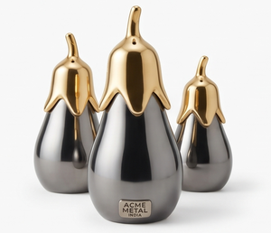 Eggplant Brinjal Shaped Metal Salt and Pepper Shakers Set For Kitchen Restaurant Novelty Storage Holders Durable Standing Type - Product Image 3