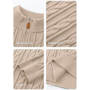 Suéter Personalizado para Hombre, Estilo Casual, Cuello Alto con Cierre de Cremallera, Tejido de Cable, con Función Antiarrugas, Textura de Punto - Product Image 5