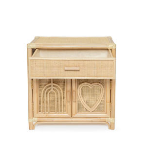 <b>Rainbow</b> & Heart Inlay Rattan Kids Wardrobe, Whimsical Handcrafted Wicker <b>Storage</b> with Delicate <b>Drawer</b> Detail - Product Image 3