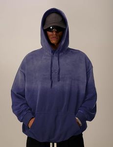 Sudadera con capucha extragrande de algodón 100% con lavado ácido, forro de gofre, peso de invierno, cierre completo, térmica, unisex, estilo urbano - Product Image 2