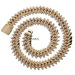 Collar de cadena de serpiente de plata S925 chapado en rodio para hombre con moissanita, corte brillante redondo, microincrustaciones, estilo hip-hop - Product Image 2