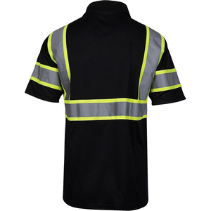 Camiseta Polo de Seguridad de Alta Visibilidad Negra para Hombre con Cinta Reflectante, Manga Corta, Ropa de Trabajo, Tejido Transpirable - Product Image 2
