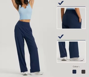 Pantalones de Yoga de Pierna Ancha de Corte Holgado, Ropa Deportiva, Pantalones de Pierna Ancha Cómodos, Elegantes y Sin Costuras para Correr y Yoga - Product Image 5