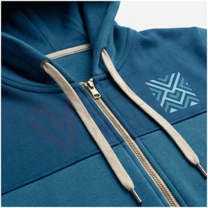 Conjunto Deportivo Azul con Capucha para Hombre, Manga Larga, Cierre Frontal con Cremallera, Logotipo Geométrico, Informal, Transpirable, para Otoño, Corte Regular - Product Image 4