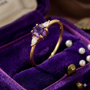 Argent massif 925 de haute qualité, design hexagonal 8 mm, zircon violet serti à griffes, plaqué or 14 carats, fait main, vente en gros pour événements - Product Image 1