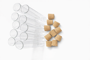 Tubo de ensayo de vidrio borosilicato de fondo plano 25/150 mm, capacidad de 50 ml con tapón de madera - Product Image 2