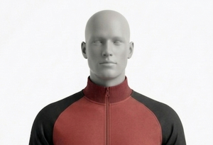 Survêtement décontracté pour homme en tricot avec fermeture éclair, manches raglan, col montant, coupe classique, couleur bordeaux et noir, idéal pour l'automne - Product Image 4