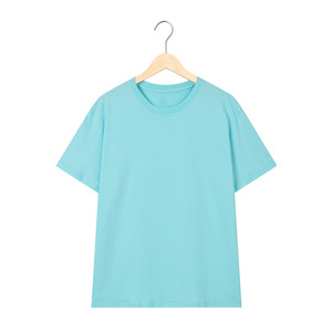 T-shirt en coton pur 205g pour homme, couleur unie, col ample, tissu tricoté, avec logo personnalisé brodé ou imprimé, idéal pour l'été - Product Image 1