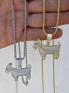 Colgante de Cabra de Plata 925 Bañado en Rodio con Moissanita, Estilo Hip Hop, con Incrustaciones de Piedras, Regalo Personalizado - Product Image 3