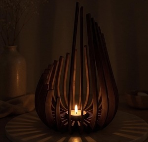 Candelabro Decorativo de Madera Rústico Hecho a Mano, Centro de Mesa Natural para Decoración del Hogar, Actividades Religiosas, Navidad, Bodas y Fiestas - Product Image 3