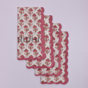 Serviettes de table en coton imprimées à la main avec motif floral rose, brodées, réutilisables, pour mariage, hôtel, restaurant, vente en gros - Product Image 3