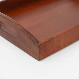 Bandeja Decorativa Rústica de Madera Maciza de Alta Calidad de Brownwood Handicrafts con Asa con Diseño Floral para una Elegante Mesa de Centro - Product Image 6