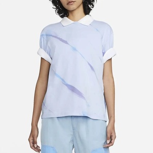 Camiseta Oversize de Algodón Tie-Dye para Mujer, Cuello Redondo, Ajuste Holgado, Manga Corta, Primavera Verano, Uso Casual, Top de Jersey Azul Claro - Product Image 3