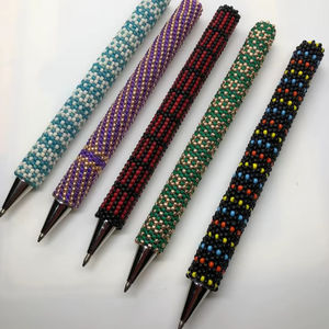 Stylo perlé haut de gamme, entièrement perlé, acceptant la personnalisation, fait main, unique, décoratif, pour le bureau, la collège et l'école - Product Image 1