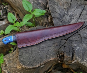 Custom Handmade Fillet <b>Knife</b> Damascus Steel Wooden Handle Leather Sheath 8-9.9in Blade Ambidextrous Dishwasher <b>Safe</b> Modern Style - Product Image 6