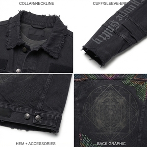 Blouson en jean ciré pour homme 100% coton délavé à la pierre, selvedge japonais brut, coupe oversize courte, style cyber streetwear, personnalisable OEM - Product Image 4