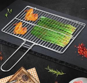 Bold Blossom Stainless Steel Grill <b>Net</b> Cooking Rack with Wooden Handle Heat Resistant Outdoor BBQ Grilling Mesh Double <b>Wire</b> Grid - Product Image 3