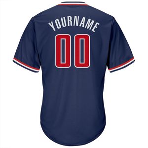 Maillot de baseball personnalisé bleu marine à col en V pour homme, manches courtes, nom de l'équipe imprimé, vêtement en polyester anti-humidité - Product Image 6