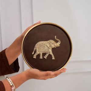 Plaque murale en métal en forme d'éléphant, marron café et or, décorative, 8,4 pouces - Product Image 6