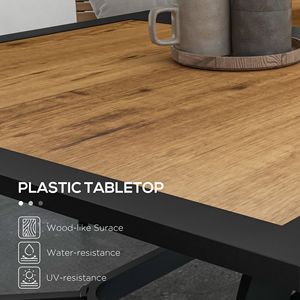 Tavolo da esterno in acciaio per 6 persone con foro per ombrellone, marrone - Product Image 4