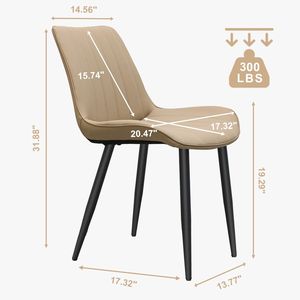 Set di 4 Sedie da Pranzo Senza Braccioli in Pelle PU Kaki con Gambe in Metallo per Cucina e Ristorante - Product Image 6