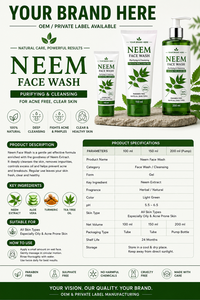Gel nettoyant purifiant pour le visage au neem 100% naturel sans paraben 200ml pour enfants et adultes, peau claire sans acné - Product Image 3