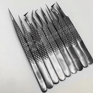 Pinzas para Extensión de Pestañas RMI Shin Black Plasma, Agarre de Diamante, Acero Inoxidable, 10 mm, Antiestáticas, Juego de 9 Puntas Diferentes - Product Image 1