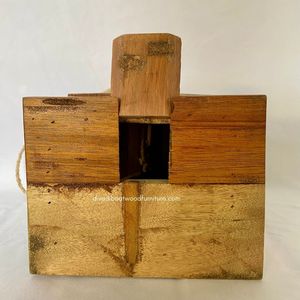 Nichoir pour oiseaux en bois recyclé, fait main, durable, en forme de bateau, couleur bois vieilli, cage à oiseaux originale, pour petits oiseaux d'extérieur - Product Image 5