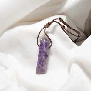 Natural Crystal Unshaped Pendant Necklace for Men and Boys with Adjustable <b>Rope</b> <b>Chain</b> - Product Image 3