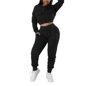 Conjuntos de 2 piezas de sudaderas con capucha y pantalones deportivos para mujer, ropa deportiva informal al por mayor, personalizada - Product Image 3