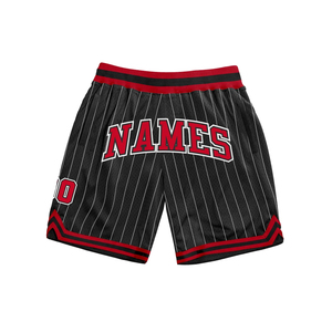 <b>Men's</b> Black <b>Camouflage</b> Basketball <b>Shorts</b> with Red Trim Names Print Breathable Front Drawstring High Elastic Waist Vintage Style - Product Image 1