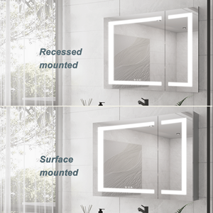 Specchio LED da Bagno 36x30 Pollici con Superficie Antiappannamento, Armadietto con Doppia Porta e Ampio Spazio di Stoccaggio, 3000K - Product Image 4