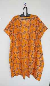 Robe kaftan en coton imprimé floral indien faite à la main, style kimono, vêtements de détente - Product Image 5