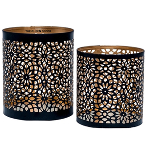 Handcrafted Unique Metal Round Shape Scented <b>Candles</b> Votive Holder <b>Set</b> Of 2 For Home Lighting Decoration - Product Image 1