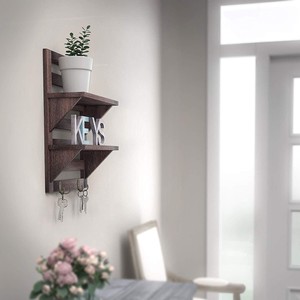Handcrafted Mango Wood Floating Wall Shelf White <b>Rustic</b> Wholesale India - Product Image 2