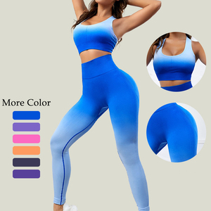 Nouvel ensemble de sport deux pièces pour femme, effet seconde peau, séchage rapide, col halter et col roulé, idéal pour le yoga et le fitness - Product Image 1