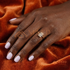 14K Yellow Gold Half-Bezel Radiant Solitaire <b>Ring</b> – Modern Floating <b>Emerald</b> Cut Band Yellow Gold Over <b>Silver</b> <b>Ring</b> - Product Image 4