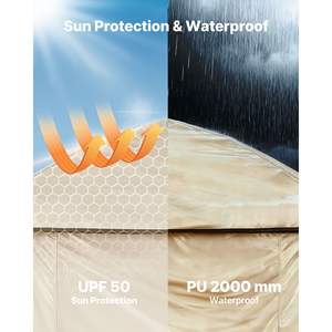 Tente de confidentialité pliable 1 pièce pour le camping, la plage, la pêche, tissu Oxford 210D, revêtement argenté, piquets de sol, cordes, sac de transport, barre transversale - Product Image 3